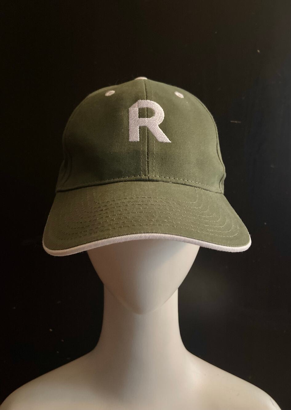 HIT WEAR Green/White 'R' Velcro Back Baseball Cap Unisex sz OS